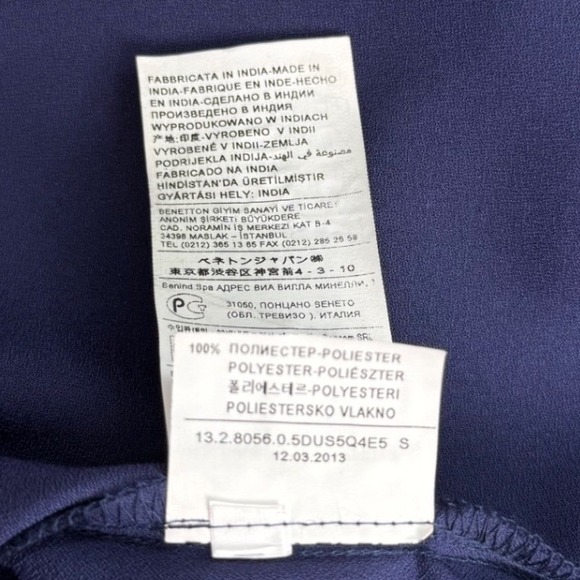 Stile Benetton Women's Navy Blue Long Sleeve Button Mock Neck Blouse Top - Picture 11 of 11